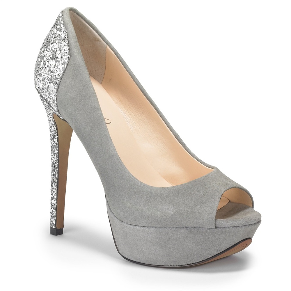 Boutique 9 Ivone Glitter Suede Peep Toe Platform